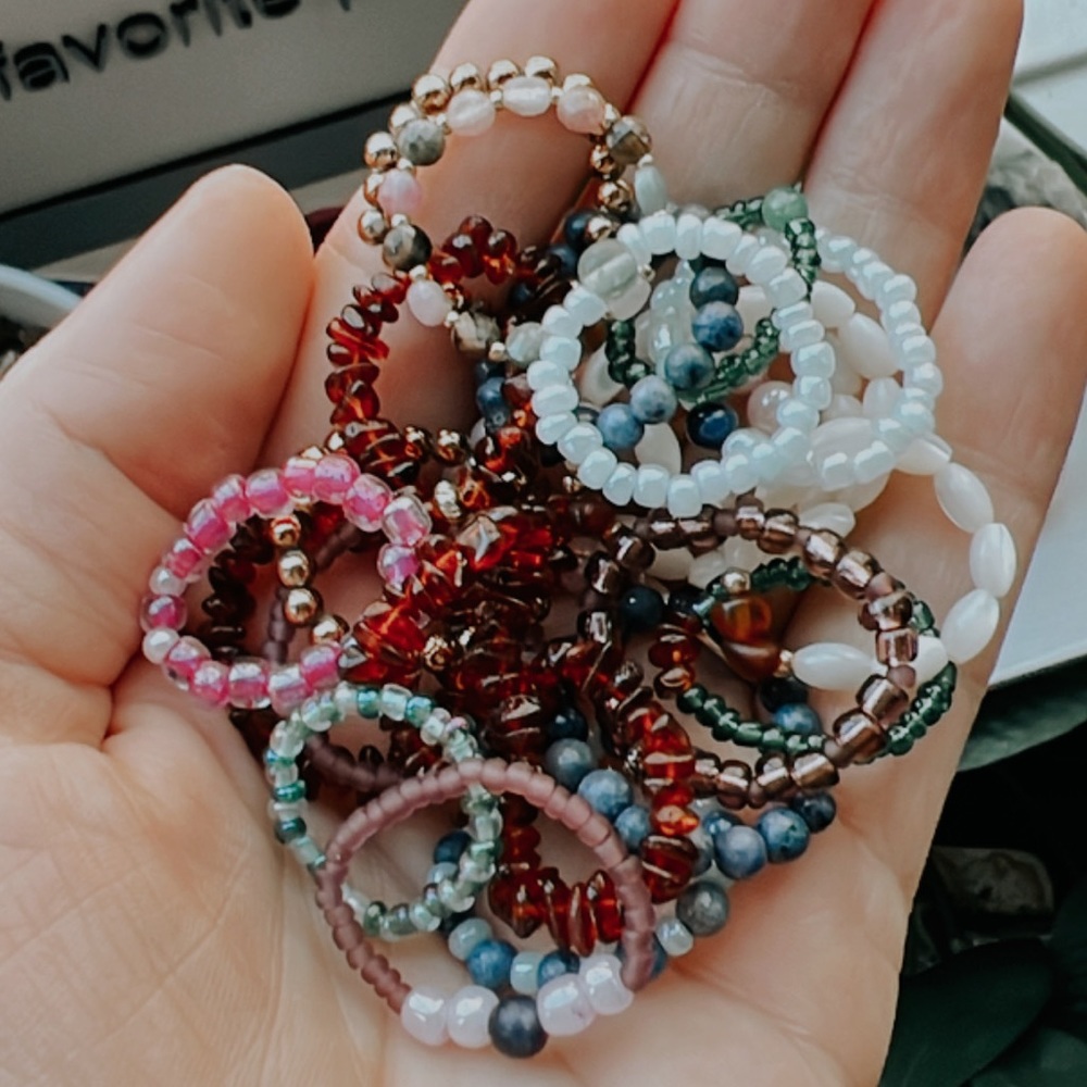 Stone Beaded Stretchy Rings🫶🏼GoldenHealingApothecary - Picture 15 of 17